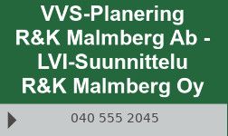 VVS-Planering R&K Malmberg Ab - LVI-Suunnittelu R&K Malmberg Oy logo